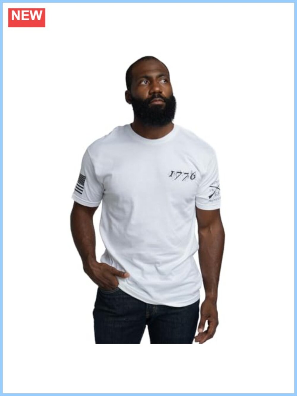 Grunt Style American 1776 Flag Graphic Tee Cotton Blend Crew Neck Short Sleeve